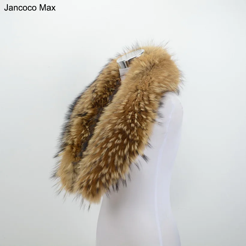 Jancoco Max* 75 см/80/90/100/110 см из натурального меха енота меховой воротник для Для женщин Для мужчин модная куртка теплый шарф Зимний пуховик с капюшоном, S1288