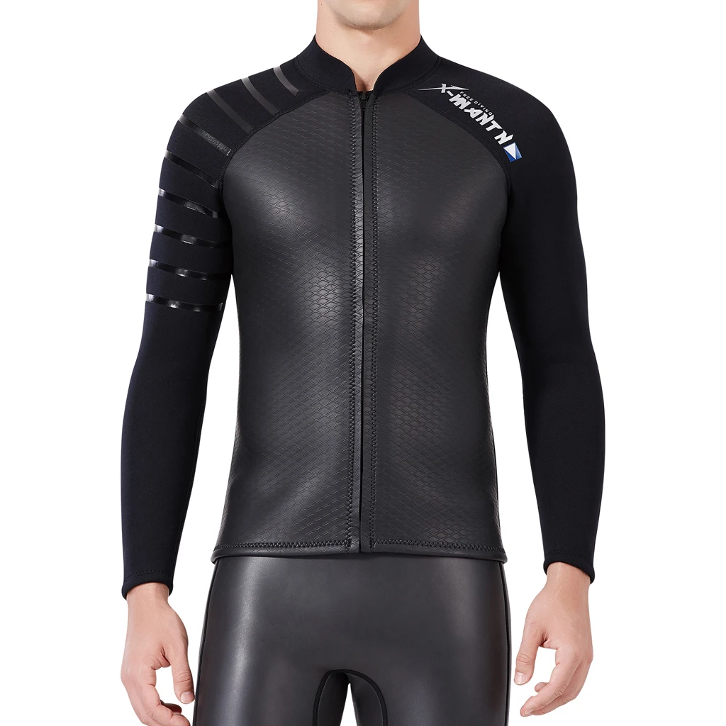 Men 3mm Wetsuit Jacket Top Long Sleeve Neoprene Wet Suits Swimwear Beachwear Rash Guard