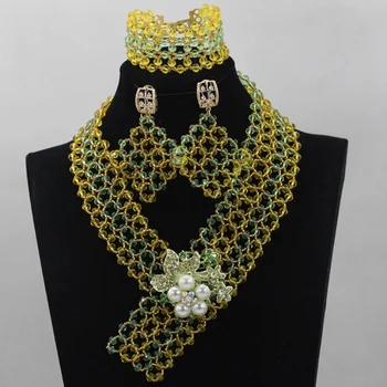 

Attention!2017 Latest Clear Yellow Crystal Women Costume Jewellery Set Fashion Wedding Jewelry Set For Girl Free Shipping HX910