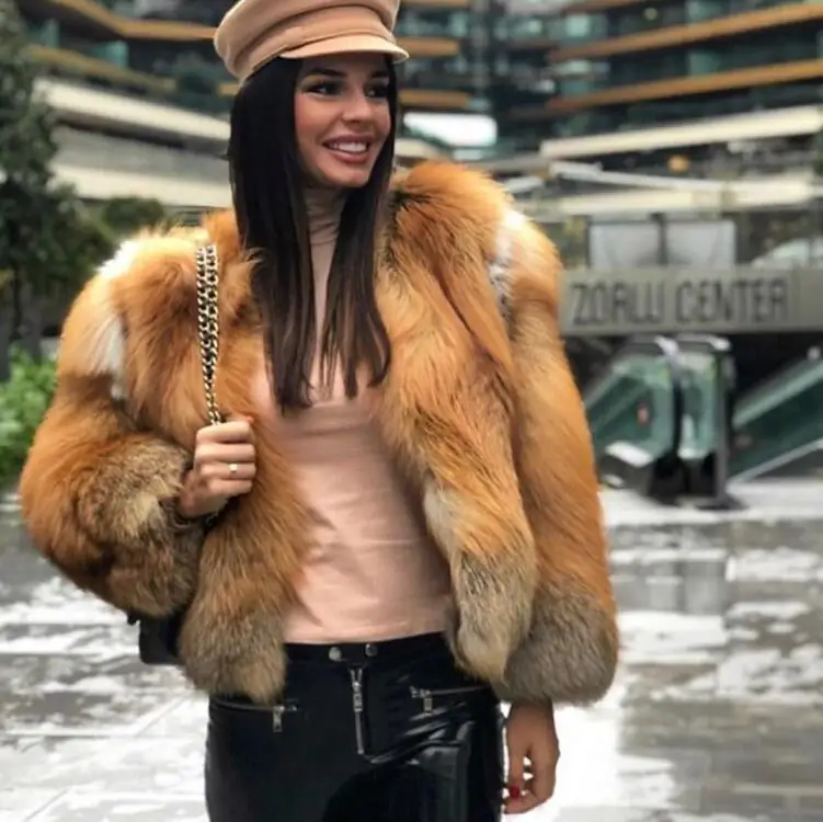 Top quality Best plush gorgeous real red and silver fox Fur coats jackets 2018 winter Vintage real fur women clothing Top quality Best plush gorgeous real red and silver fox Fur coats jackets 2018 winter Vintage real fur women clothing