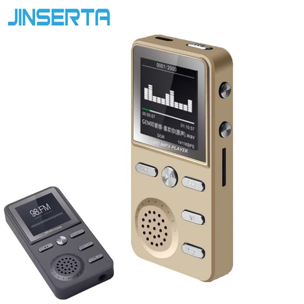 JINSERTA Metal 8GB MP3 Player Lossless HIFI MP3 Sport Music Multifunction FM Clock Recorder Loudly Stereo Players with USB Cable