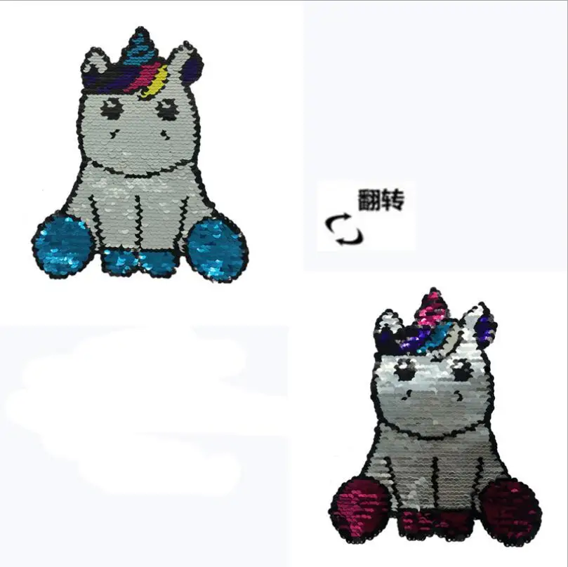 

NEW Cute unicorn Reversible Change color Sequins Sew On Patches for clothes DIY Patch Applique Bag Clothing Coat Sweater Crafts