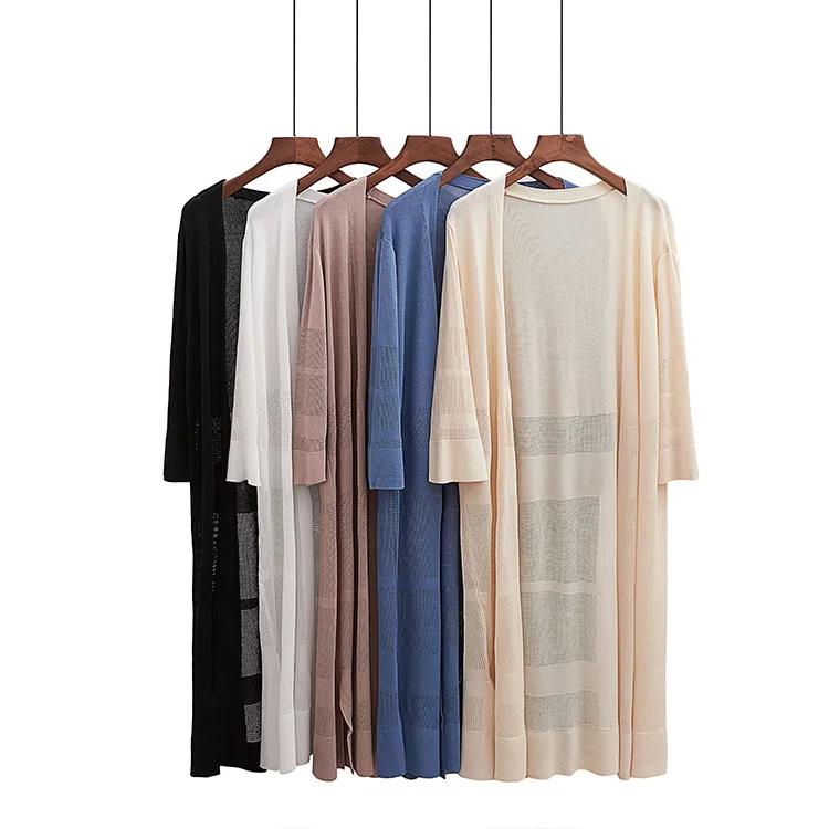 

Kaguster Women Summer Sweater Sunscreen Women Cardigan Mujer Solid Color V Neck Loose Long Knitted Korean Sweater and Pullovers