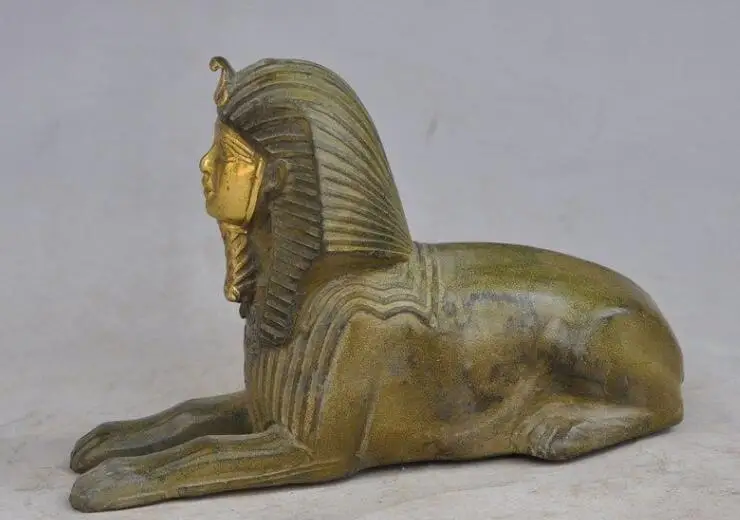 

S1890 6.5 "marked China Bronze Copper Gilt Evil Lion body People face Beast God statue discount 30% (C0324)