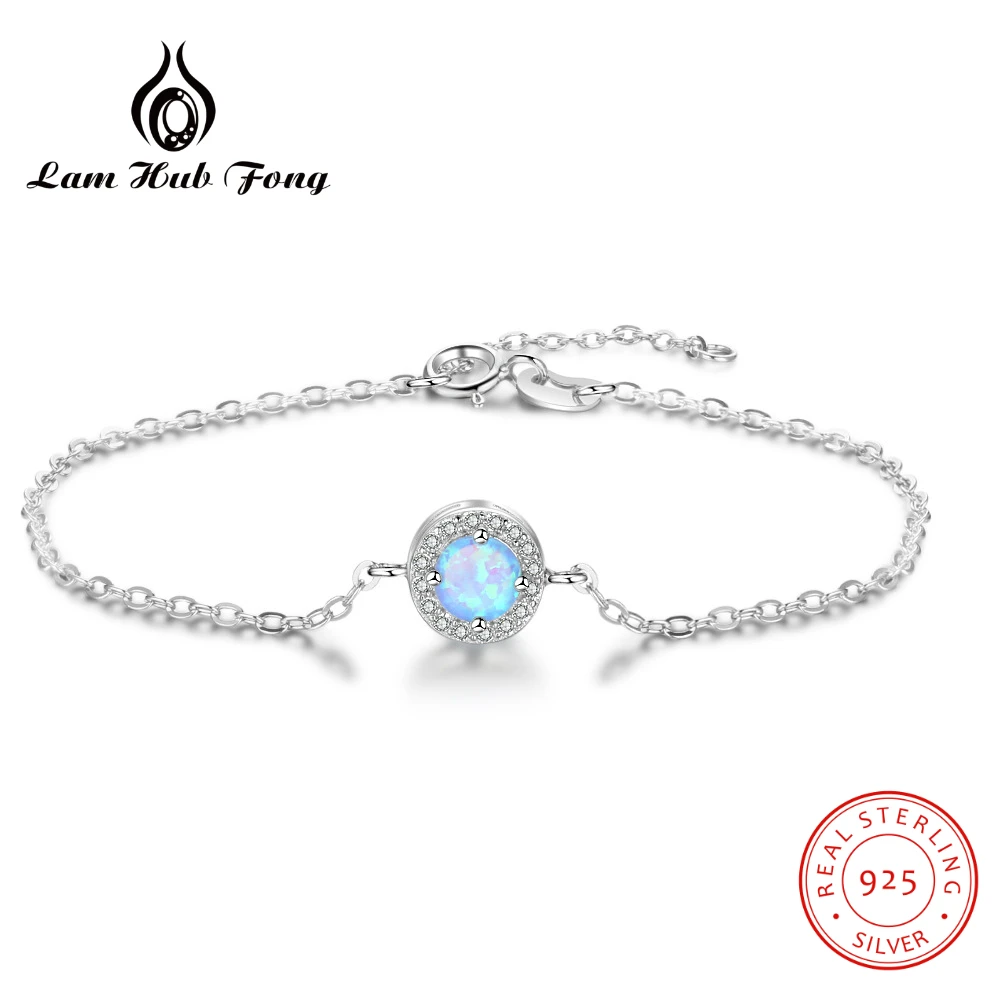

Sterling Silver 925 Charm Bracelet Blue Opal Fashion Jewelry Bangles for Woman Christmas Gift Crystal Top Quality Wholesale