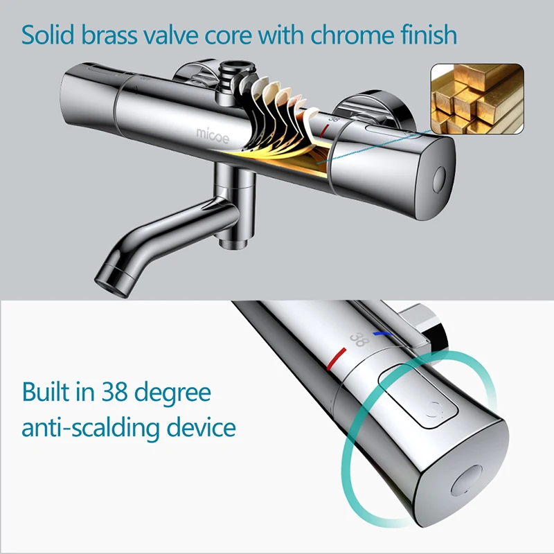 Micoe Bathroom Rainfall Shower Set Intelligent Thermostatic Bath Shower  Faucets Thermostatic Mixing Valve Shower Tap