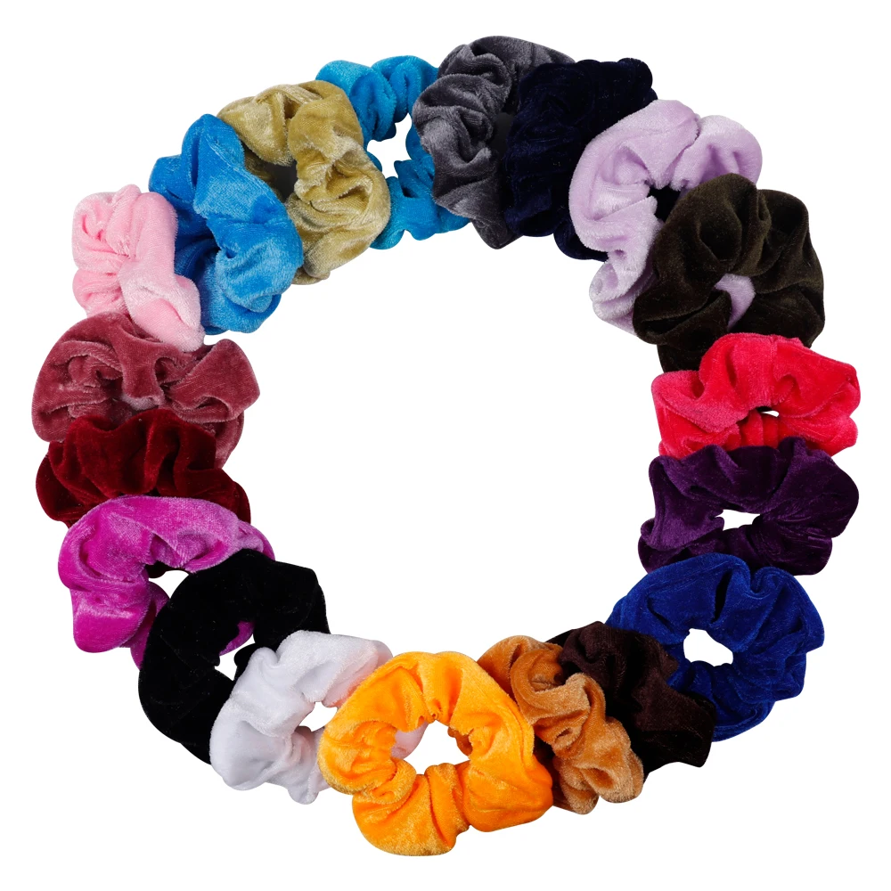 

Women Solid Velvet Scrunchie Elastic Bands Ponytail Holder Hair Scrunchies Rubber Band Headband Gum For Hair Accessories 2019