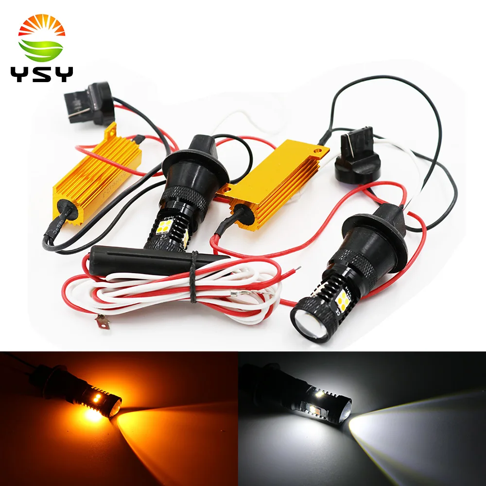 YSY 1 комплект новый двойной цвет 16SMD 3030 белый и янтарный T20 7440 светодиодные лампы