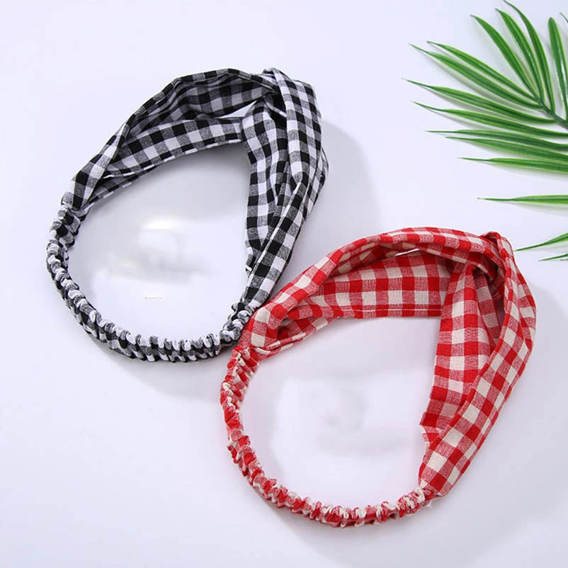 Black Red White Checked Fabric Turban Headband Headwear Hair Accessories For Women Women S Hair Accessories Aliexpress