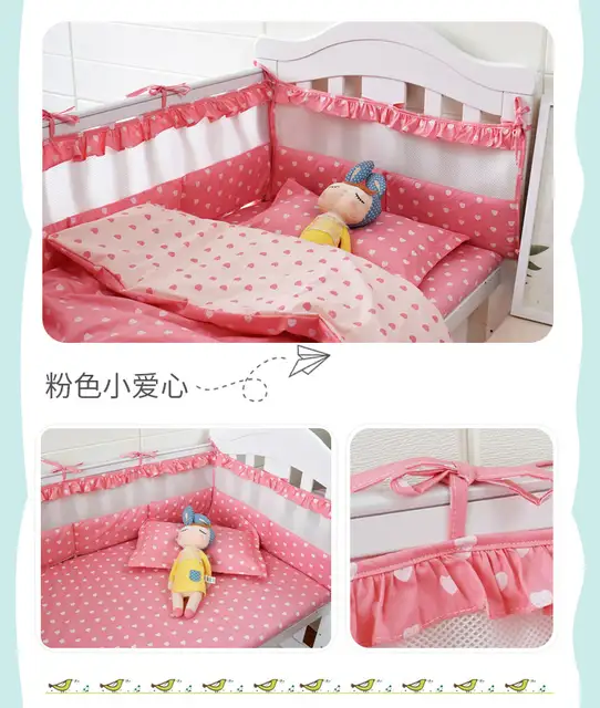 Online Shop 5pcs Sweet Style Baby Bedding Set For Girls Crib