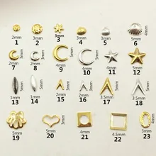 100 шт./лот, золотая, серебряная, Лунная ракушка, звезда, заклепки, шпильки, металлический сплав, украшения для дизайна ногтей, 3D, сделай сам, наклейки для ногтей, ювелирные украшения, подвески для ногтей
