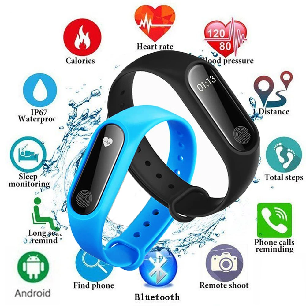 Smart Bracelet Bluetooth Waterproof Watch Heart Rate Monitor Fitness Sleep Tracker Sport Pedometer for Android IOS PK Mi Band 2 |
