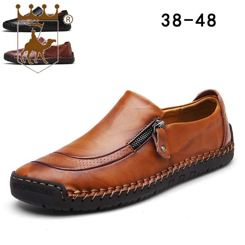 

BACKCAMEL 2018 autumn new large size casual hand-stitched Slip-On men' s shoes Breathable non-slip wearable men's dress shoes
