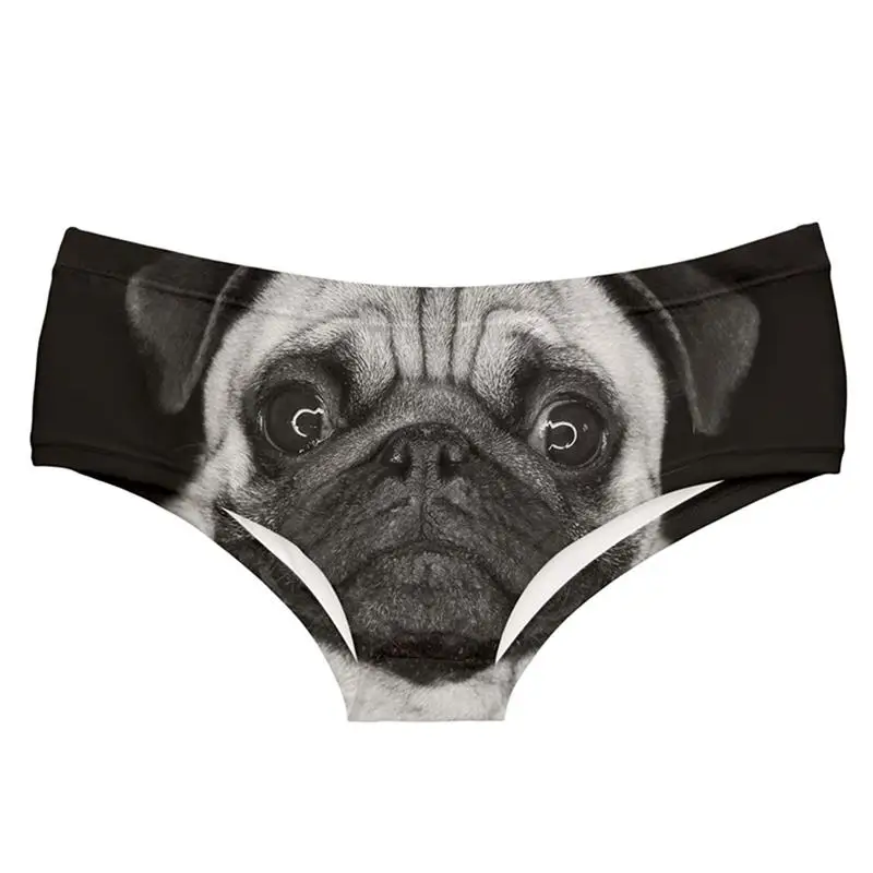 

New 3D Printing Underwear Lovely Dog Pug Girl Sexy Female Cute Personality Thin Breathable Panties Charms For Women