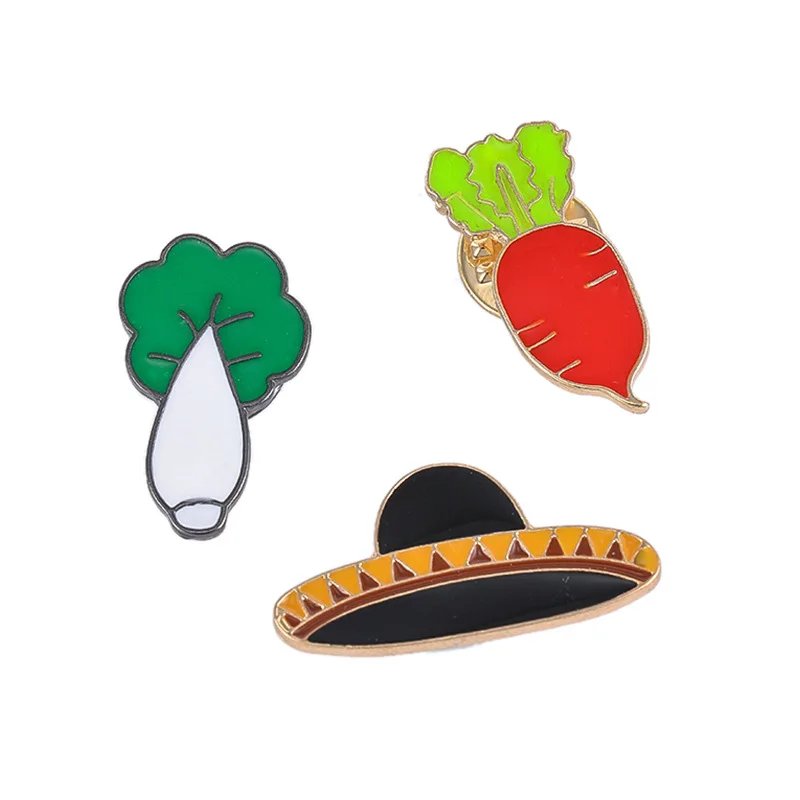 

Cartoon Cute Vegetabbles Pins And Brooches Button Enamel Pin Greens Radish Unisex Badges Denim Hat Backpack Clothing Accessories