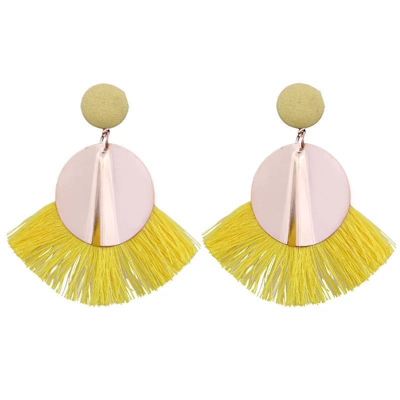 

New Boho Long Tassel Drop Earrings for Women Yellow Red Green Tassel Earrings Bijoux Femme Bohemia Earings Fashion Jewelry 2019