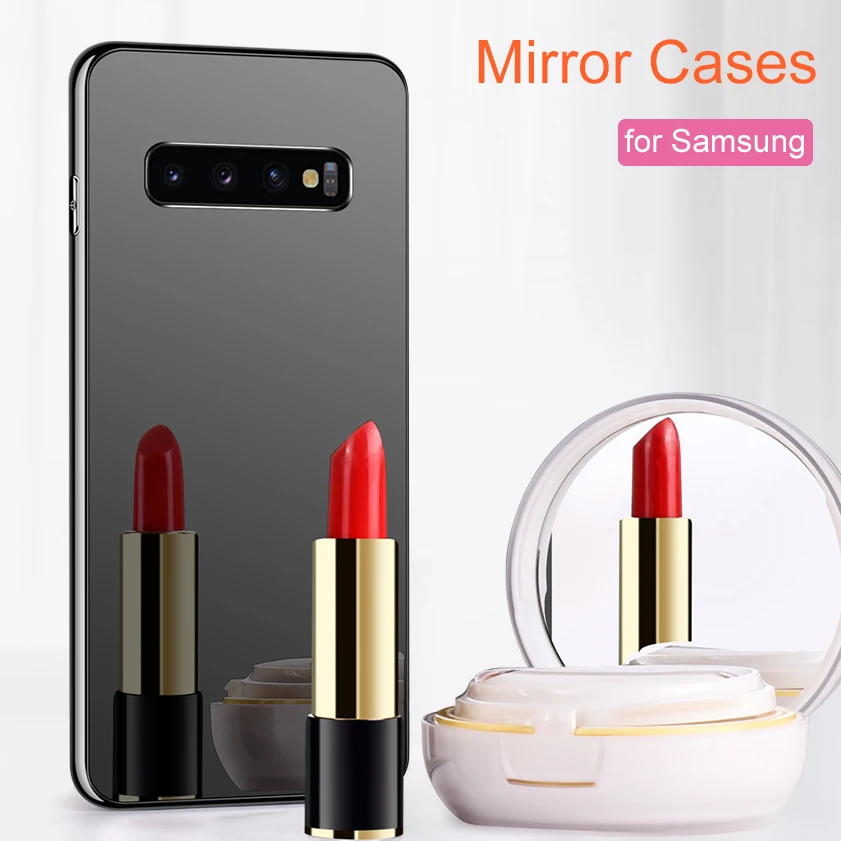 

IQD for Samsung Galaxy S10e S10 S9 Plus Case Mirror glass TPU Protective Cover Note 10 Plus 9 8 New Design Phone Cases fashion