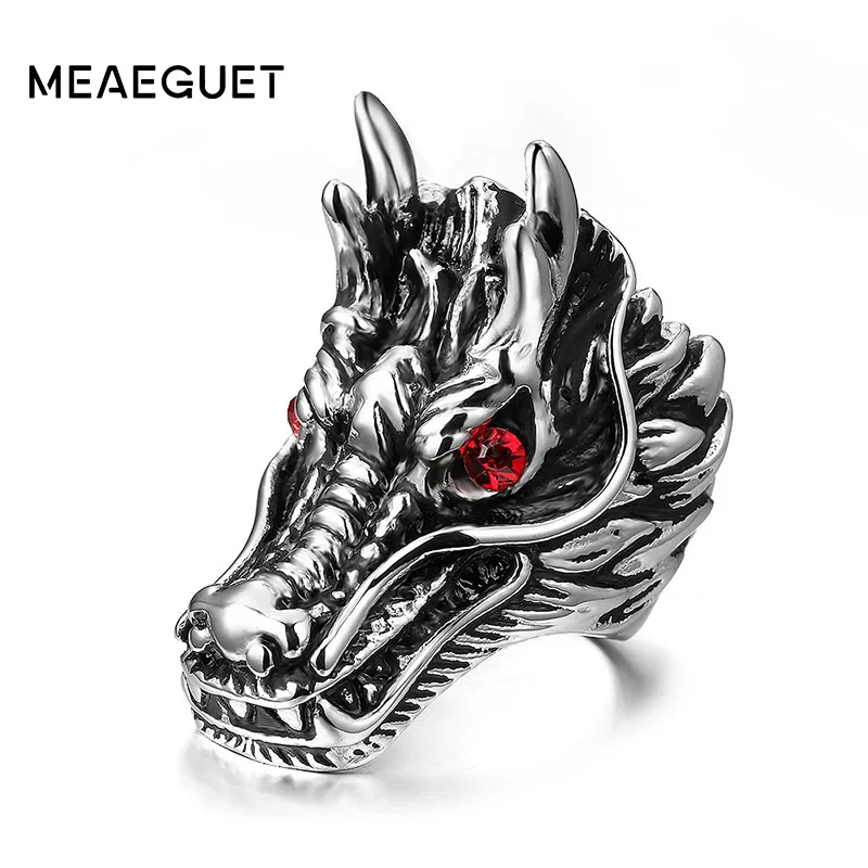 

Dragon Head Rings Men Stage Animal King Stainless Steel Rings Men Punk Street Style Dance Party jewelry
