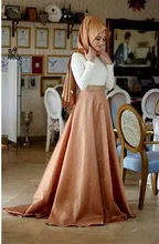 2016 Muslim Evening Dresses A-line High Collar Champagne Long Sleeves Islamic Dubai Abaya Kaftan Long Evening Gown Prom Dress