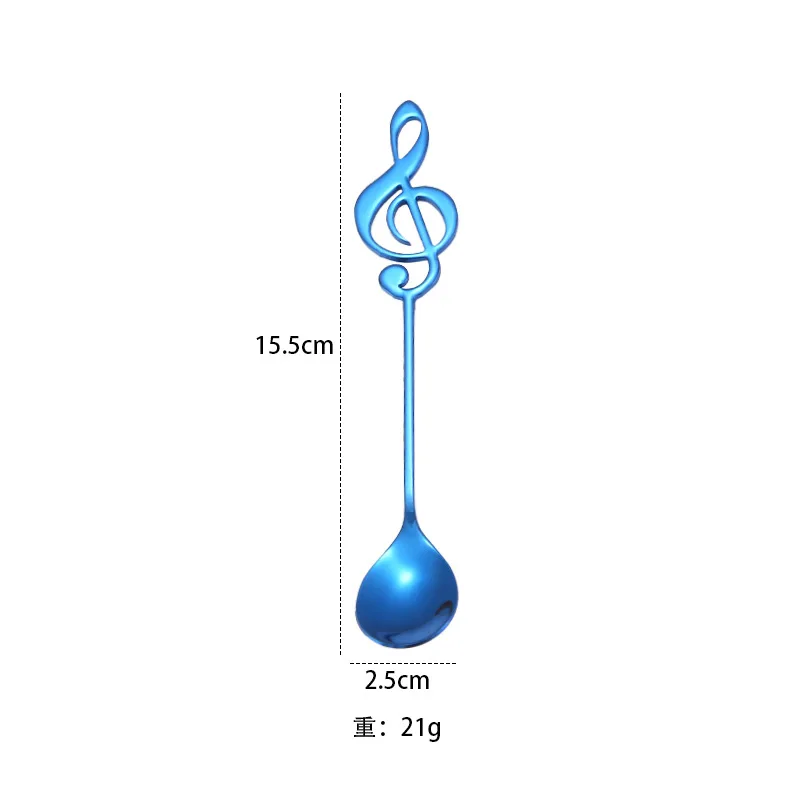 1 шт. 304 Нержавеющая сталь гитара из мультфильма Кофе ложка творческий Молоко Кофе ложка Мороженое Конфета чайная ложка ложки для перемешивания - Цвет: Blue