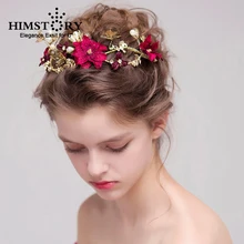 HIMSTORY свадебные заколки ручной работы, свадебные аксессуары для волос, головной убор, жемчужные украшения, женские хрустальные бусины, аксессуары для волос, заколки