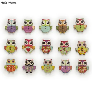 

30pcs Owl Wood Buttons for Sewing Scrapbooking Clothing Headwear Handmade Crafts Home Decor Accessories DIY 25x23mm