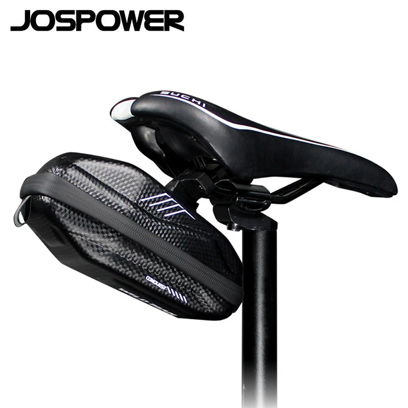 

JOSPOWER Bicycle Saddle Bag Hard Shell Waterproof Anti-Pressure MTB Road Bike Rear Bag Reflective Cycling Seatpost Tail Bag