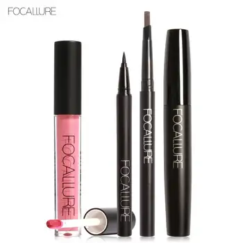 

Focallure 4pc Makeup Set Including Sexy Tint Lip Gloss Paint Black Mascara Waterproof Eyeliner Auto Brows Pen Beautry Makeup