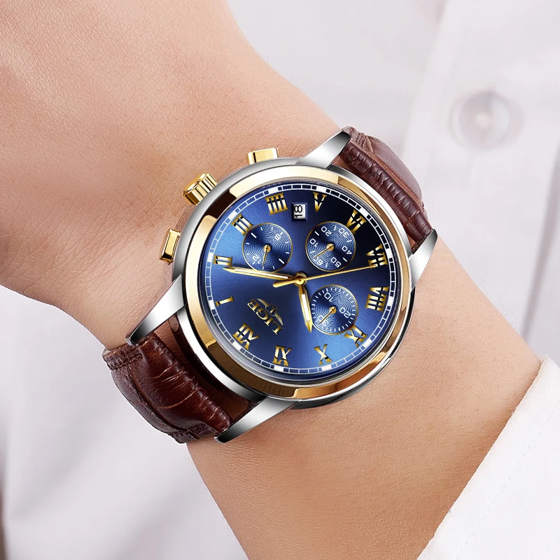 Часы lige мужские спортивные водонепроницаемые аналоговые кварцевые мужские часы хронограф деловые часы для мужчин Relogio Masculino+ коробка