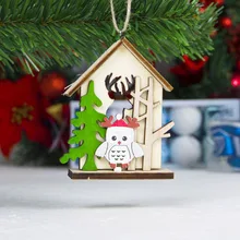 Деревянный дом висячие украшения орнамент кулон для рождественской елки вечерние украшения для дома LXY9