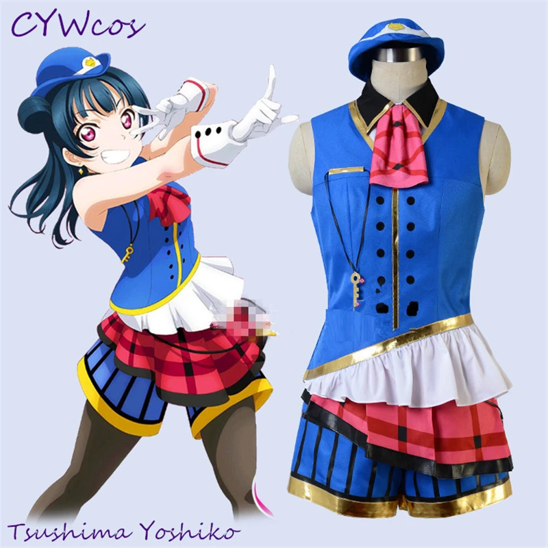 

Love Live Sunshine Aqours Cosplay HAPPY PARTY TRAIN TOUR Tsushima Yoshiko Cosplay Costume Christmas Uniforms Women Suits Dress