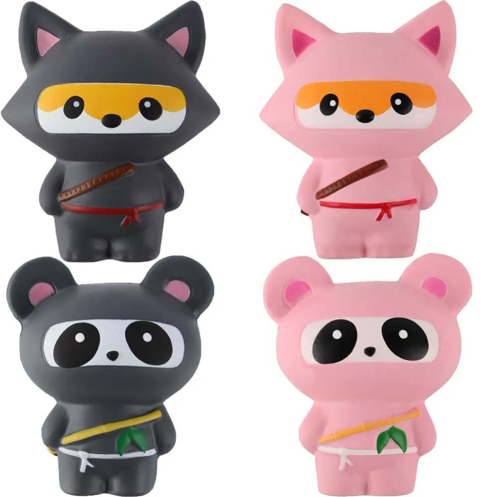 

14CM Animal Jumbo Kawaii Ninja Squishy Panda/Bear/Fox Bread Soft Slow Rising Fun Kid Naruto Toys Sweet Charm Cartoon Cake