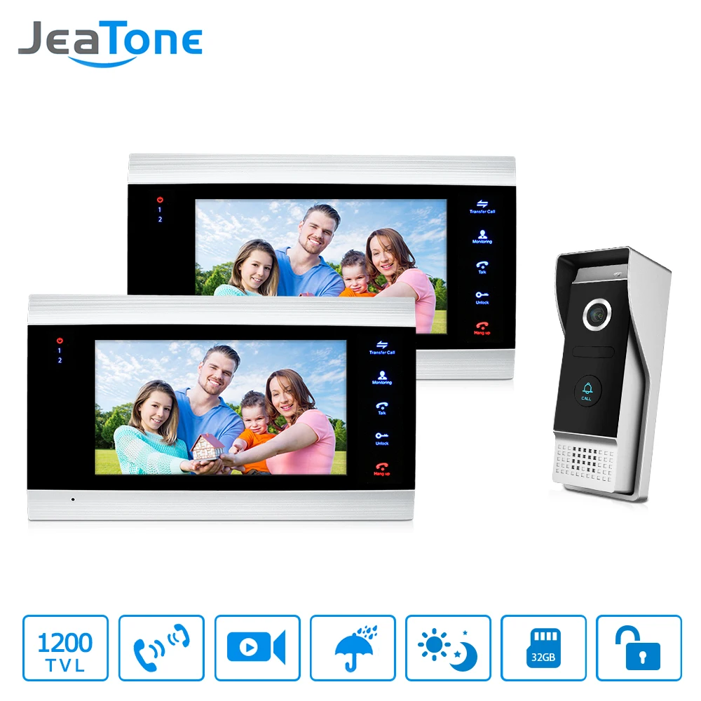 JeaTone Video Door Phone Intercom System 7\ HD TFT Metal panel Monitor & 1200TVL IR Doorbell Camera Home Kit 2v1 JeaTone Video Door Phone Intercom System 7\ HD TFT Metal panel Monitor & 1200TVL IR Doorbell Camera Home Kit 2v1