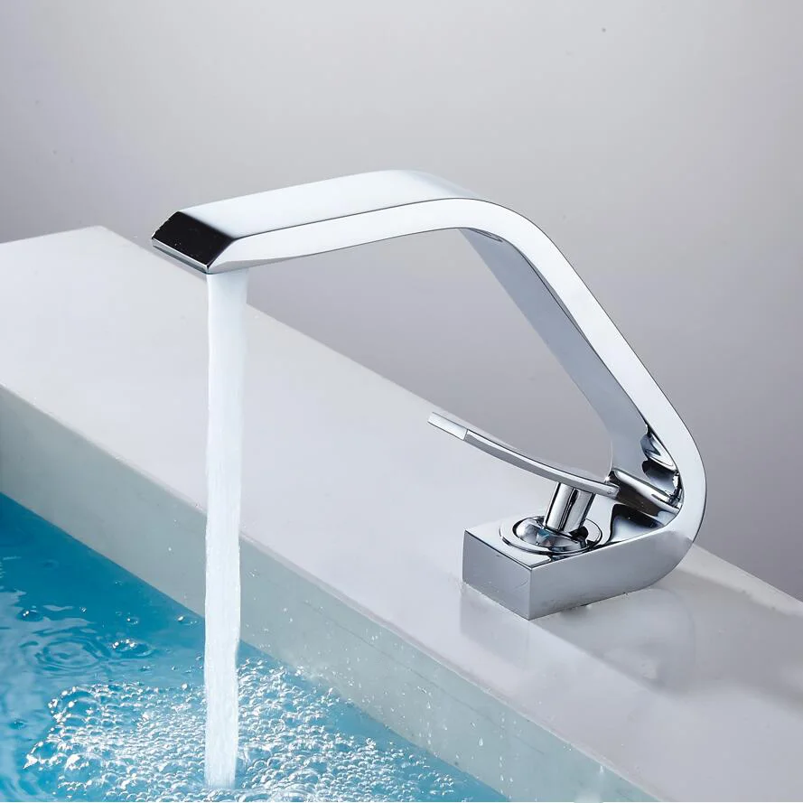 Роскошные Смесители для раковины, современный белый хромированный латунный кран для раковины ванной комнаты с одной ручкой, смеситель для туалетной ванны, кран для воды LY6112W - Цвет: chrome