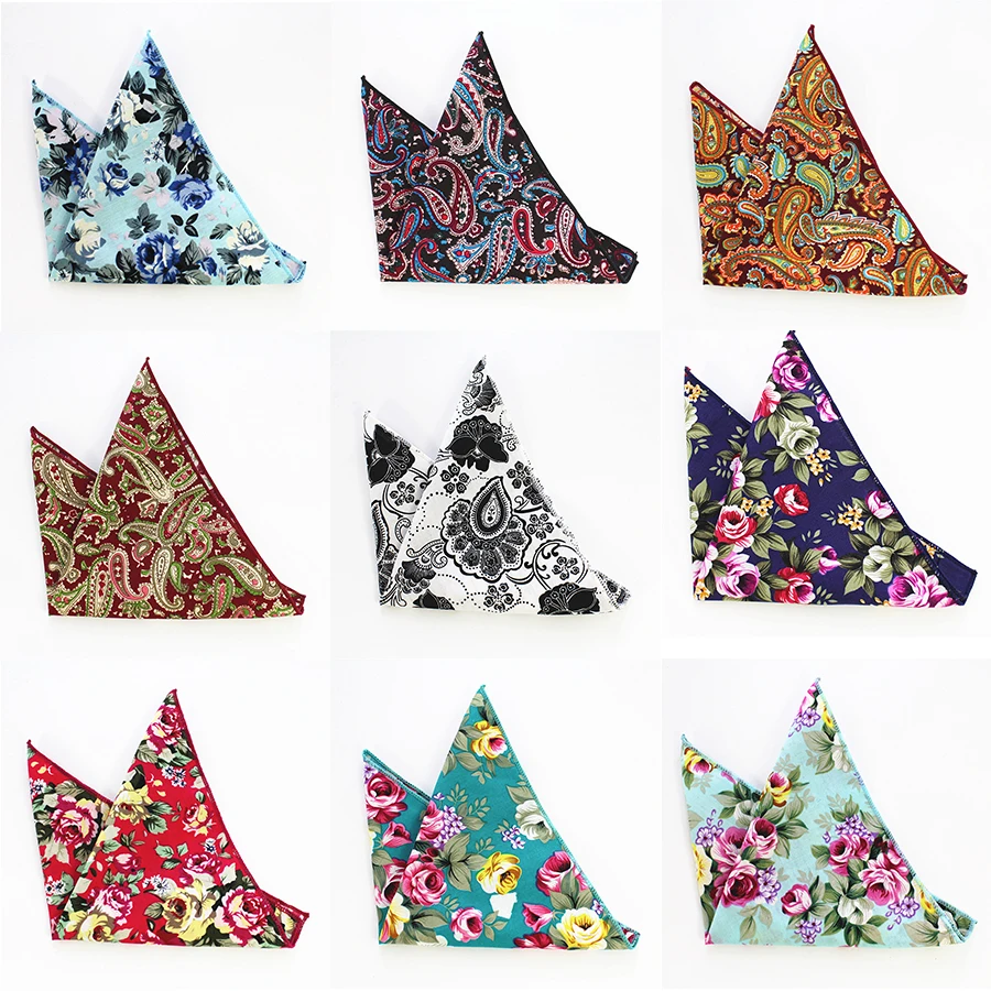 RBOCOTT мужское Хлопковое полотенце с принтом цветочные и Пейсли карманные квадраты