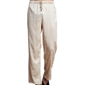 

Hot Sale Beige Chinese Men's Kung Fu Trousers Satin Kung Fu Pant Tai Chi Pants Wu Shu Pants Size M L XL XXL XXXL W48