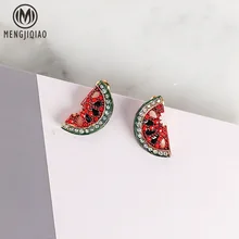 Милые серьги с фруктами для женщин, Маленькие стразы в форме клубники, арбуза, модные ювелирные изделия
