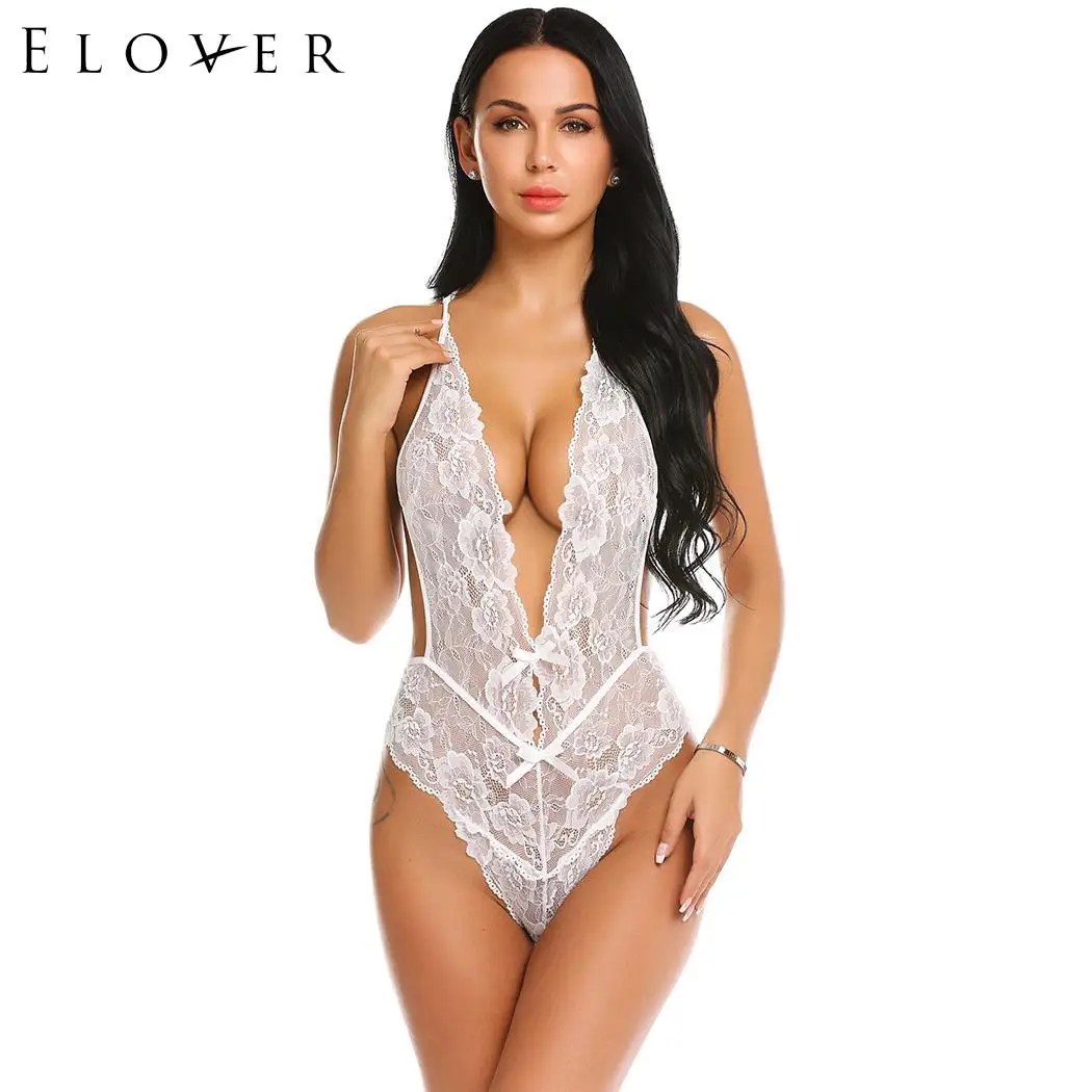 Elover encaje Promo disfraces lencería Sexy más tamaño Halter Backless Floral mujeres One Piece Bodysuit Tanga mujeres Elover encaje Promo disfraces lencería Sexy más tamaño Halter Backless Floral mujeres One Piece Bodysuit Tanga mujeres