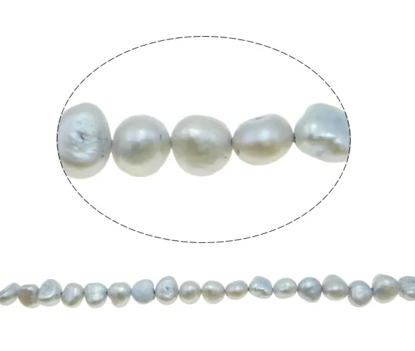 

YYW Baroque Cultured Freshwater Pearl Beads,Jewelry Fashion, light blue, 7-8mm Length:Approx 14.2 Inch, Sold By Strand