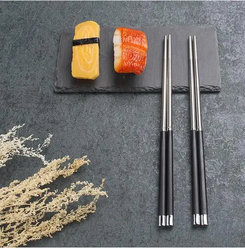 

New Arrival 50 Pairs stainless steel Japanese chopsticks set ECO-friendly metal chop sticks Tableware Kitchen Accessories Tools
