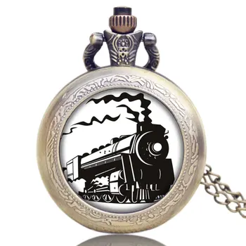 

Small Old Antique Locomotive Loco Train Front Design Quartz Necklace Pendant Pocket Watch for Womens Mens Gifts