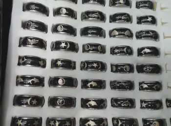 

super quality 8mm white pattern mood ring mix design 100pcs/lot