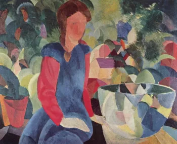 

High quality Oil painting Canvas Reproductions Girl with a Fish Bowl By August Macke hand painted