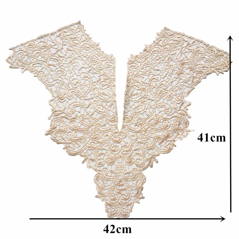 42 см вышитые V воротник аппликации полые резные Синий Черный Красный Белое кружево для отделки ткани вышивать на пачках для свадебного платья DIY