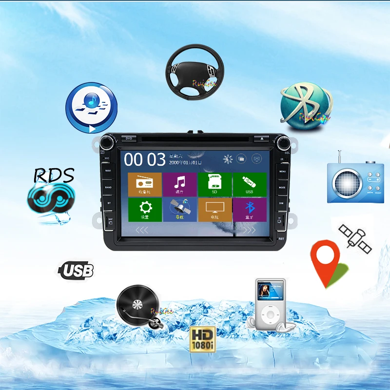 Cheap 8inch 2din Multimedial VW Car DVD GPS Navigation audio camera TV player for GOLF 6 new polo New Bora JETTA B6 PASSAT SKODA Map 1