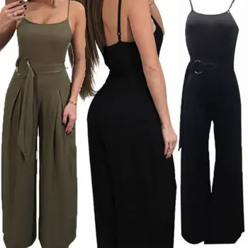 

Women Summer Jumpsuit Playsuit Holiday Party Evening Wide Leg Rompers Long Pants