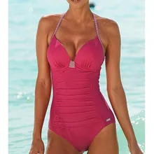 Сексуальный облегающий цельный купальный костюм закрытый Пуш-Ап купальный костюм размера плюс женский купальный костюм для плавания винтажный пляжный бассейн