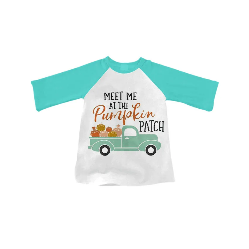 

kids wear shirt boys raglan shirt with 3/4 sleeves boy pumpkin truck t-shirt