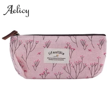 Aelicy милый каваи Цветочный Цветок Холст молнии пеналы Прекрасный Ткань Цветок Дерево ручка сумки школьные принадлежности