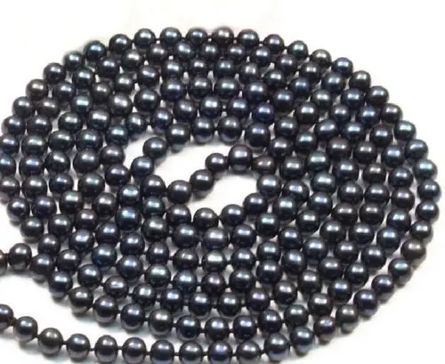 

Free Shipping >>>beautiful 8-9mm south sea Black natural Pearl Necklace 51" 14k yellow Clasp